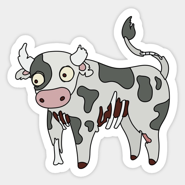 Zombie Cow Cartoon // Funny Halloween Zombie Sticker by SLAG_Creative